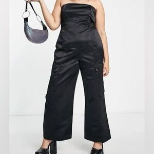 ASOS Curve Black Strapless Jumpsuit